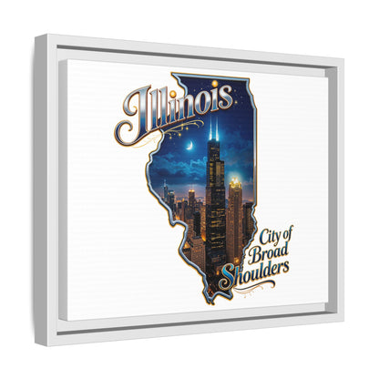 Illinois City of Broad Shoulders Matte Canvas Framed Wall Art