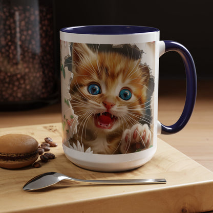 Cute Orange Kitten Accent Coffee Mug – Blue-Eyed Cat Catnip Design (11/15oz)
