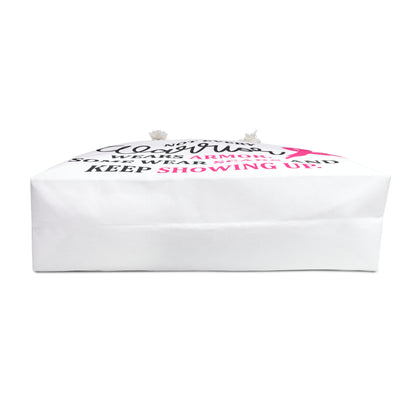 Breast Cancer Awareness Weekender Bag — "Not Every Warrior Wears Armor" Travel Tote