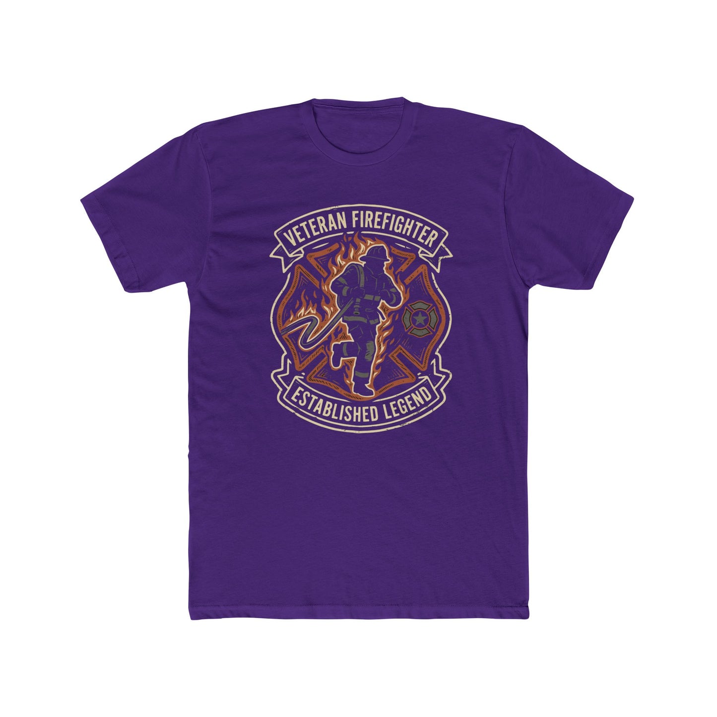 Veteran Firefighter Tee — "Established Legend" Graphic Crew Shirt