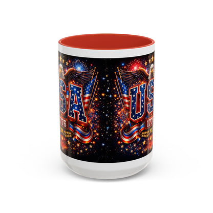 USA Eagle Coffee Mug – Patriotic 1776 Accent Mug (11/15oz)
