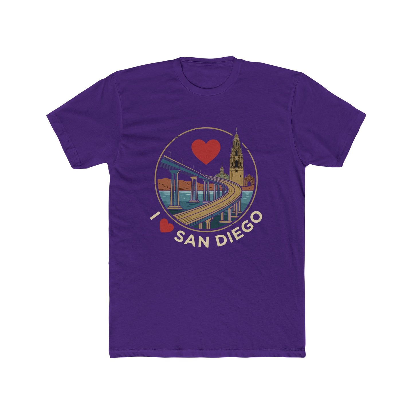 I Heart San Diego Crew Tee — Vintage Bridge & Tower Graphic