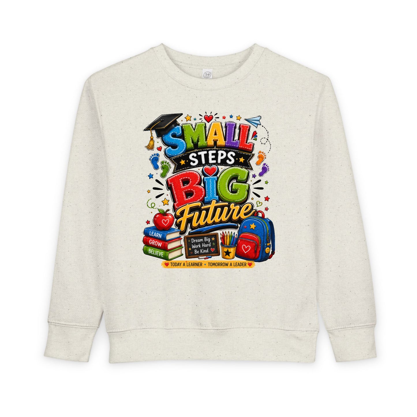 Toddler Sweatshirt - "Small Steps Big Future" Back-to-School Kids Crewneck