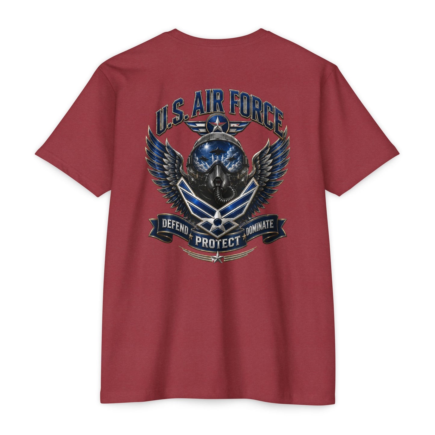 U.S. Air Force Skull Wings T-Shirt — Defend Protect Dominate Military Tee