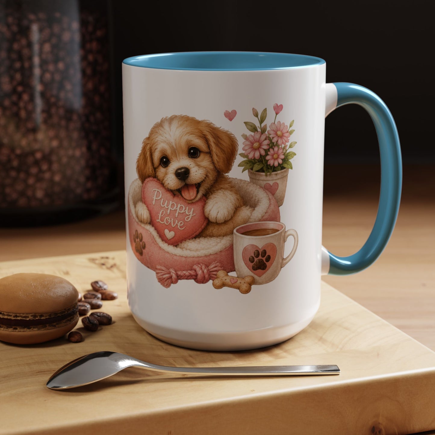 Puppy Love Coffee Mug — Cute Dog Heart Accent Mug (11/15oz)