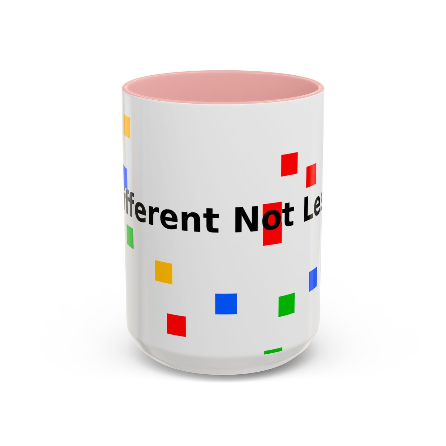 Accent Coffee Mug — 'Different Not Less' Pride-Inclusive Color Block Design (11/15oz)