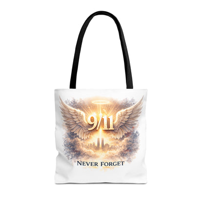 9/11 Memorial Tote Bag – 'Never Forget' Angel Wings Tribute