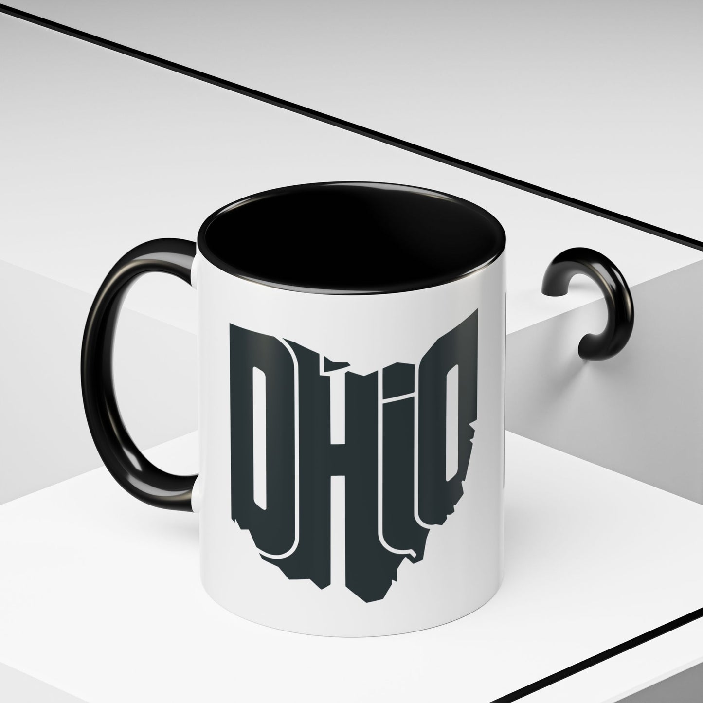 Ohio State Outline Accent Coffee Mug – Black Handle & Interior