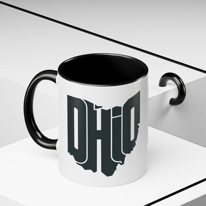 Ohio State Outline Accent Coffee Mug – Black Handle & Interior