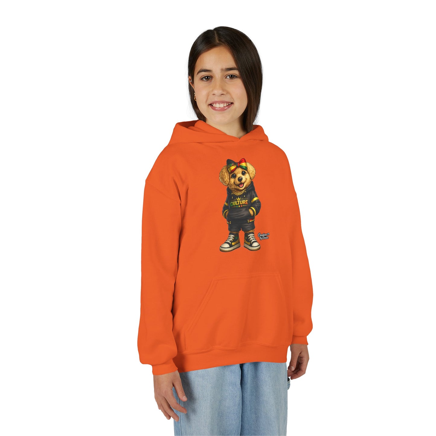 Youth Hoodie — Cute Rasta Bear 'Culture' Graphic Pullover