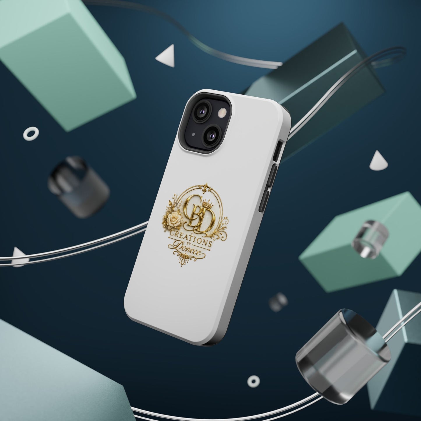 Magnetic Impact-Resistant Phone Case — Gold Floral Crest Logo