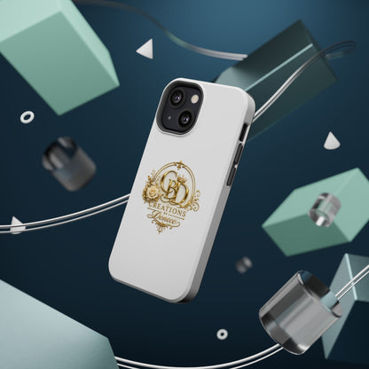 Magnetic Impact-Resistant Phone Case — Gold Floral Crest Logo
