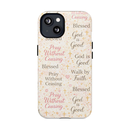 Christian Faith Magnetic Phone Case — "Pray Without Ceasing" Patterned Tough Case