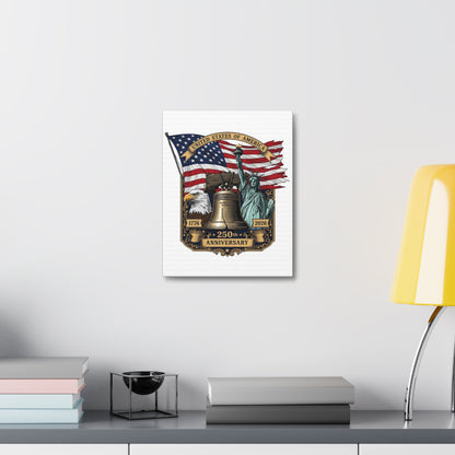 250th Anniversary USA Canvas Wall Art – Liberty Bell, Eagle & Flag Stretched Canvas