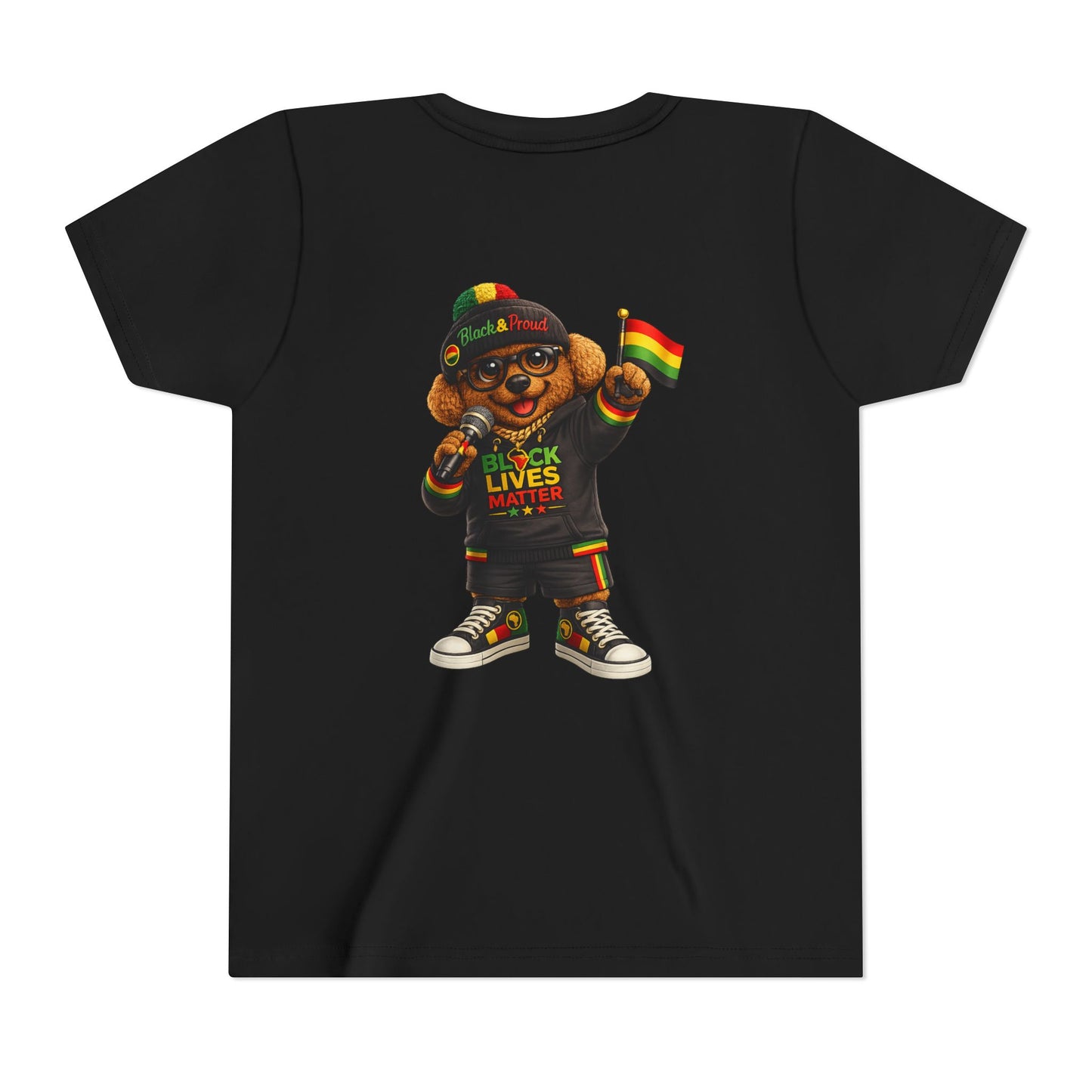 Youth Tee — Kid Bear Black Lives Matter Rasta Flag Shirt