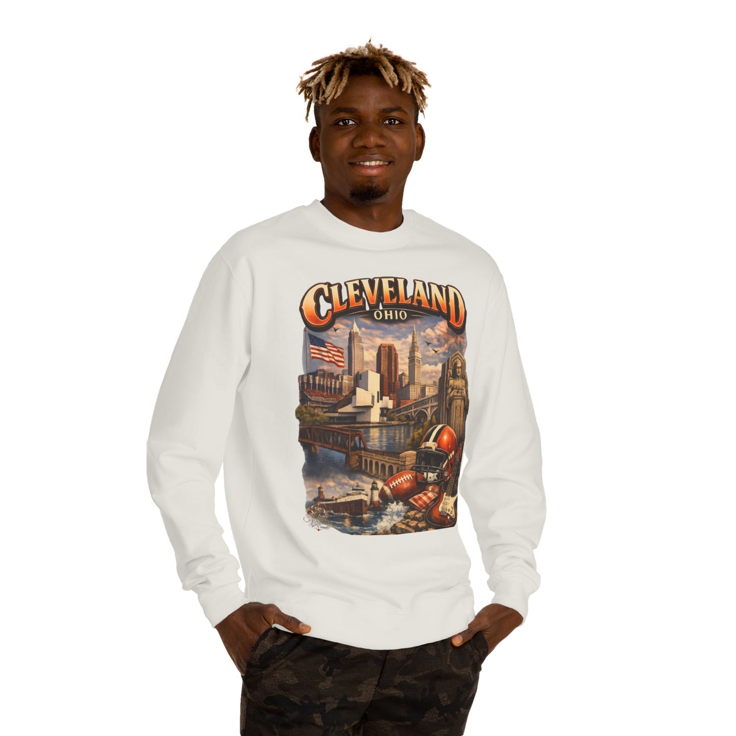 Cleveland Retro Cityscape Sweatshirt — Ohio Pride Football & Rock Design