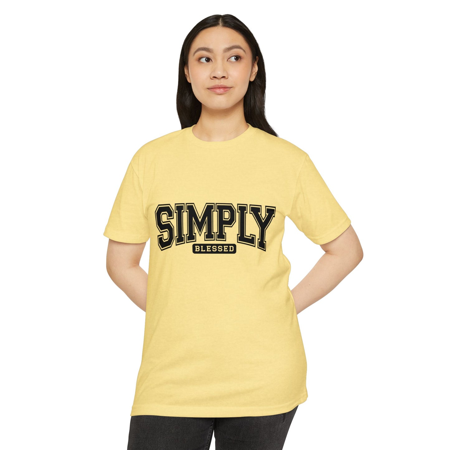 Simply Blessed T-Shirt — Vintage Collegiate Script Faith Tee