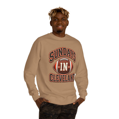 Sundays in Cleveland Football Crewneck Sweatshirt