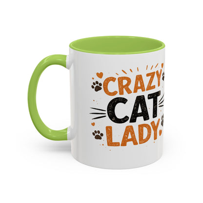 Cat Mug — "Crazy Cat Lady" Cute Kitten Accent Coffee Mug (11/15 oz)