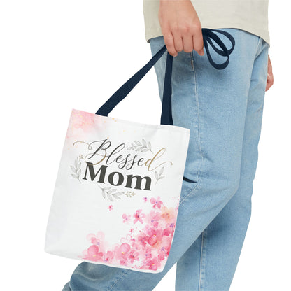 Blessed Mom Floral Tote Bag