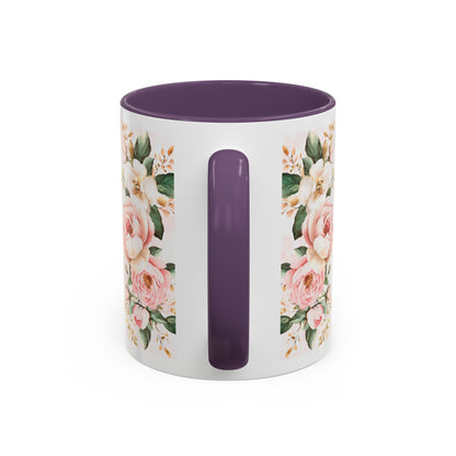 Mom Floral Accent Coffee Mug — Pink Roses Mother's Day Gift (11/15oz)
