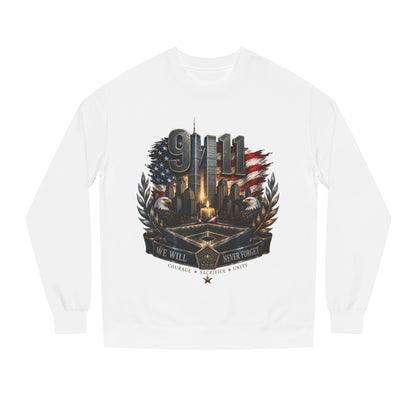 9/11 Memorial Crewneck Sweatshirt — We Will Never Forget Tribute