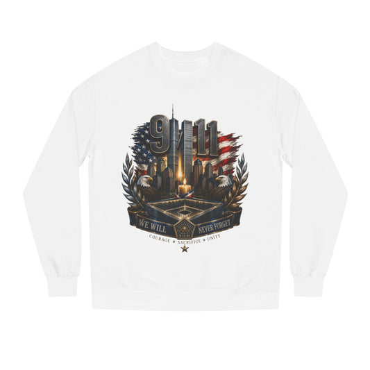 9/11 Memorial Crewneck Sweatshirt — We Will Never Forget Tribute