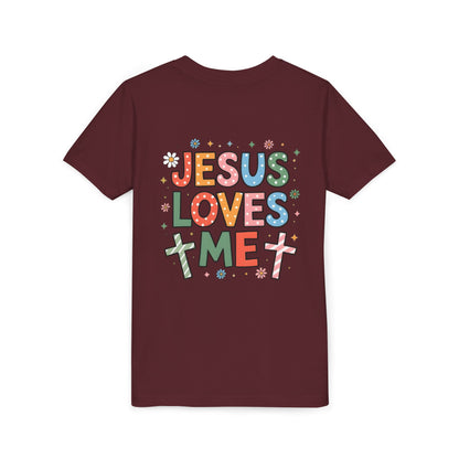 Youth Tee — "Jesus Loves Me" Colorful Christian Kids T-Shirt