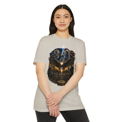 9/11 Remembrance T-Shirt — "We Will Never Forget" Tribute Tee