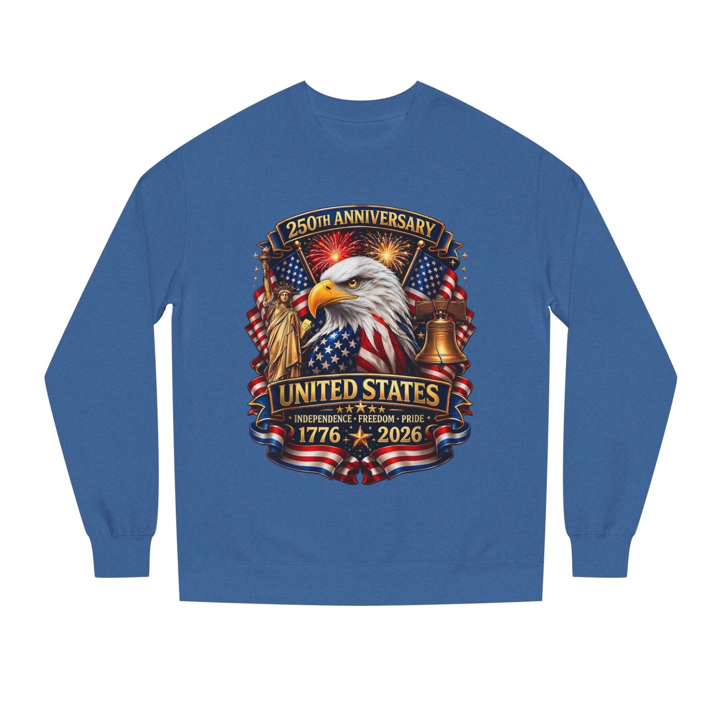 250th Anniversary United States Crewneck Sweatshirt — Eagle & American Flag 1776–2026