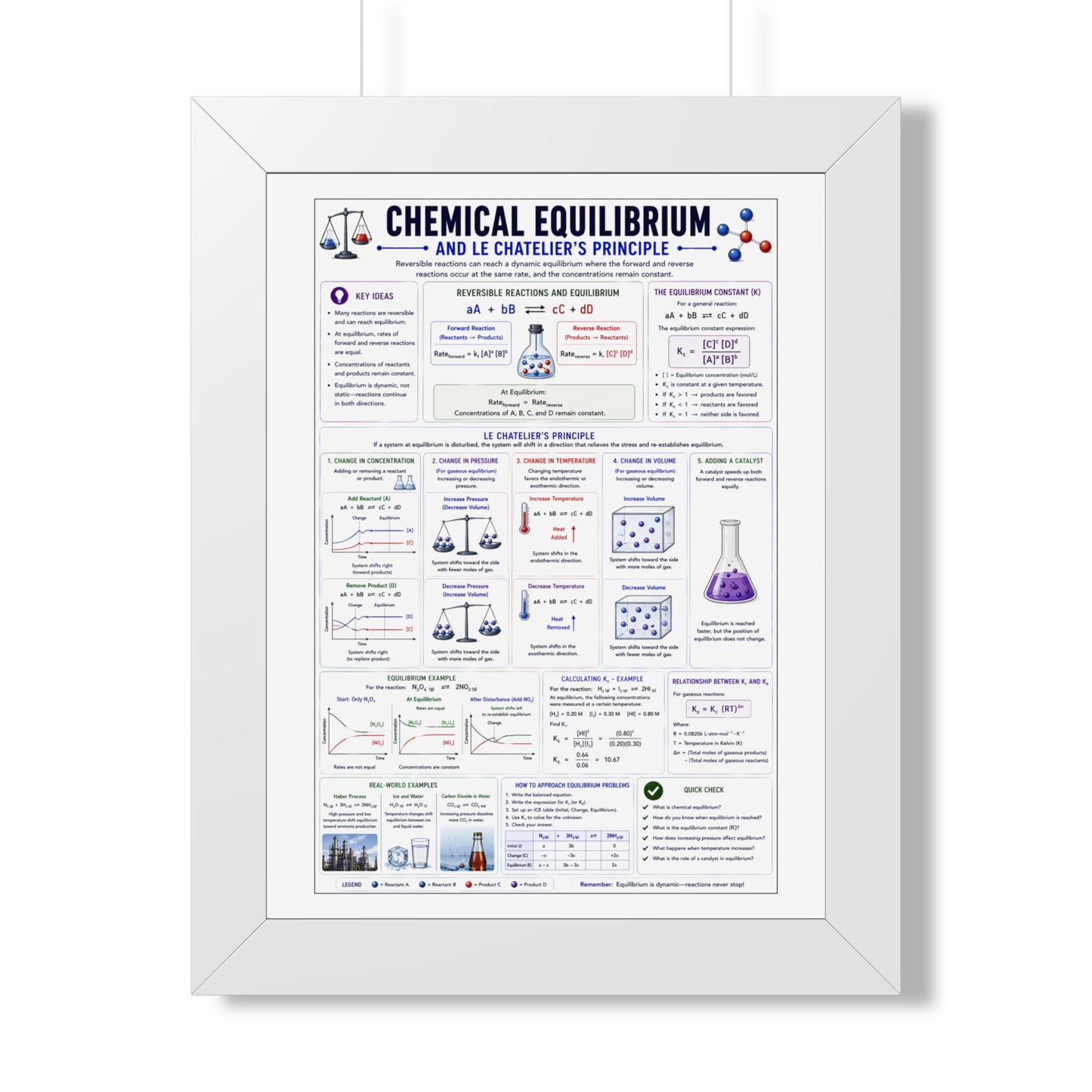Chemical Equilibrium Poster — Framed Educational Chemistry Print