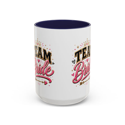 Team Bride Accent Coffee Mug — Pink & Gold Bachelorette Bridal Shower Gift (11/15 oz)