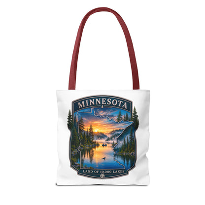 Minnesota Scenic Tote Bag — 'Land of 10,000 Lakes' Sunset Lake Design