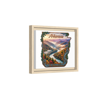 Arkansas Scenic State Map Canvas — "The Natural State" Framed Wall Art