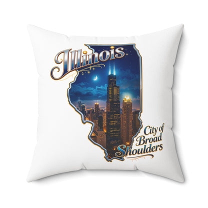 Illinois Skyline Decorative Pillow — "City of Broad Shoulders" State Shape Accent