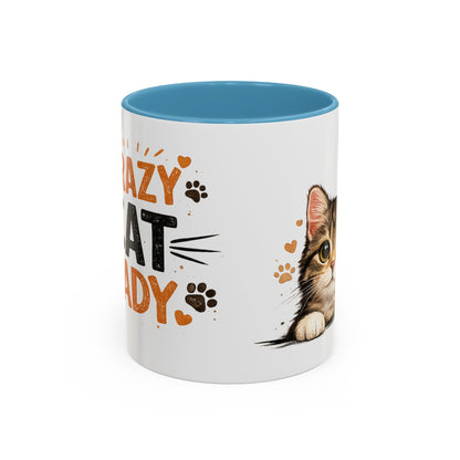 Cat Mug — "Crazy Cat Lady" Cute Kitten Accent Coffee Mug (11/15 oz)