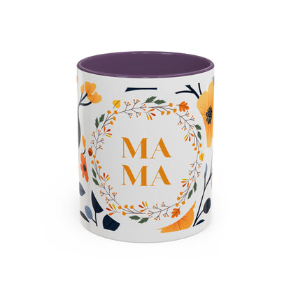 Mama Floral Accent Coffee Mug — Yellow Flower Mother's Day Gift (11/15oz)