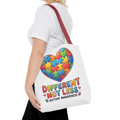 Autism Awareness Tote Bag — "Different Not Less" Puzzle Heart