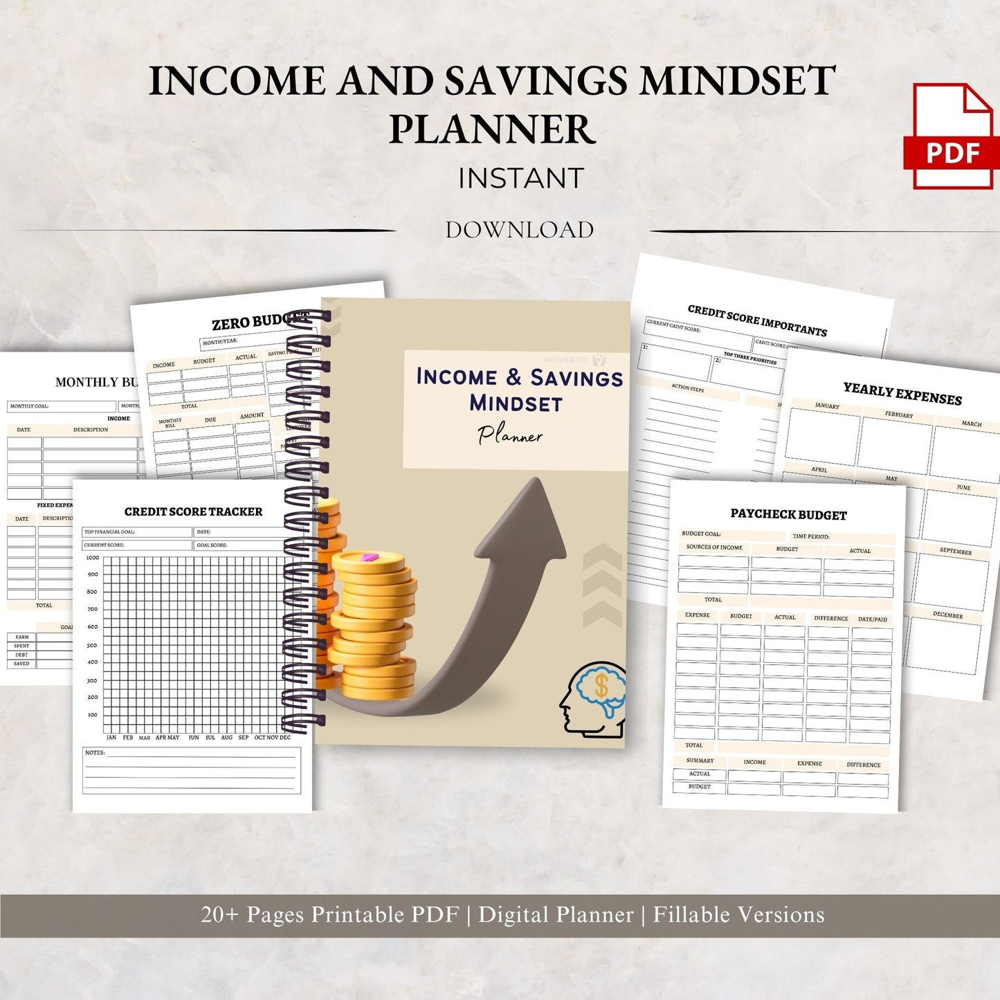 Income & Savings Mindset Planner | Money Mindset & Financial Growth Planner | Budget & Wealth Building Printable
