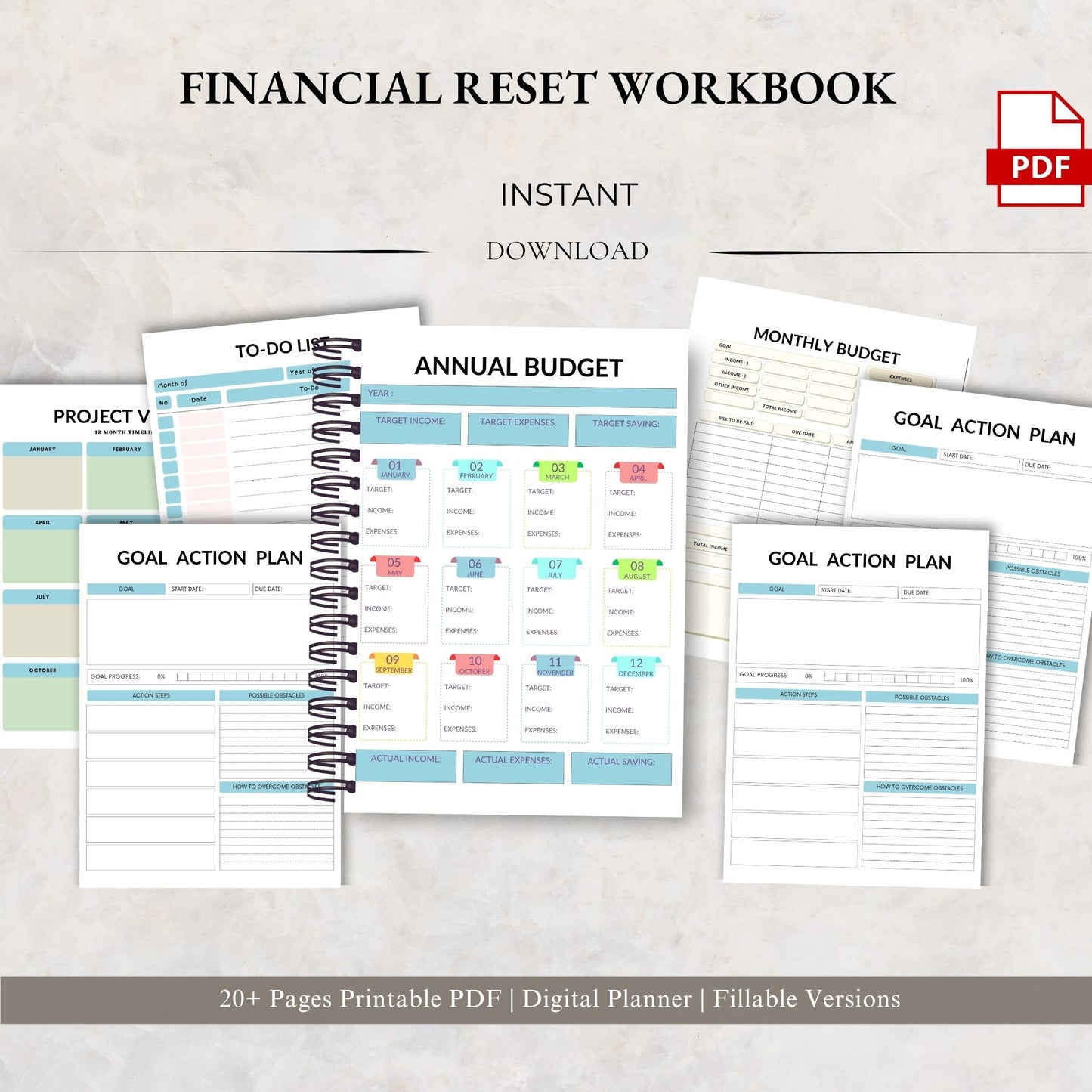 Financial Reset Workbook Printable | Budget Recovery & Money Mindset Transformation Planner