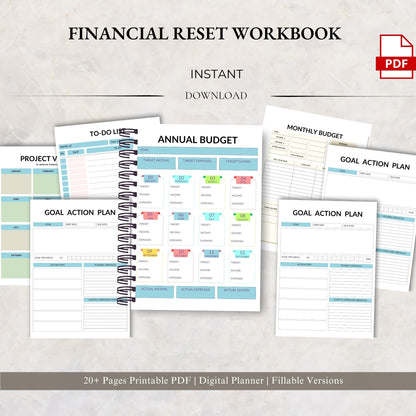 Financial Reset Workbook Printable | Budget Recovery & Money Mindset Transformation Planner