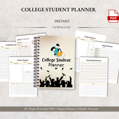College Student Planner | Academic Success Planner | Assignment & Study Tracker | University Productivity Planner PDF
