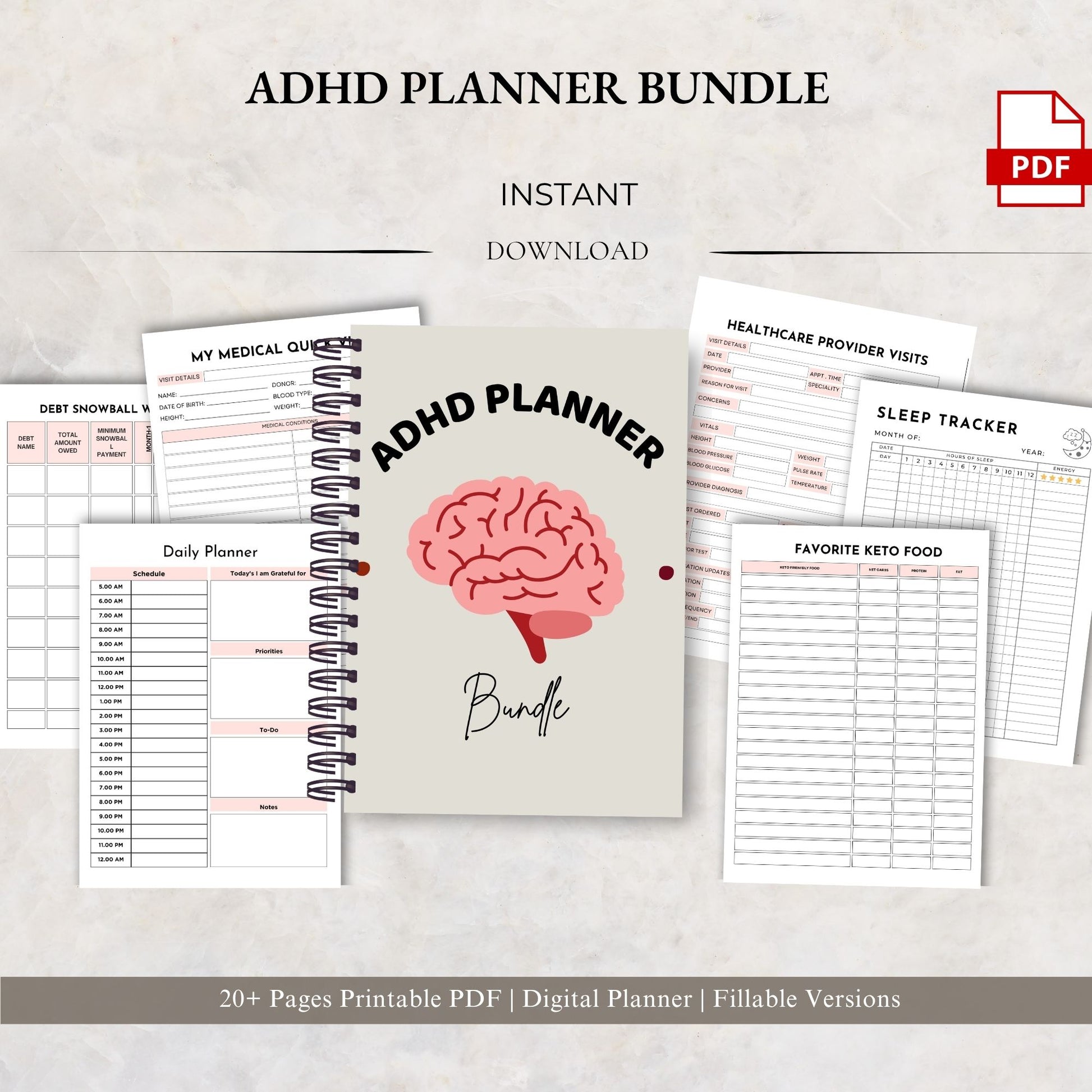 adhd planner, focus planner, productivity, adhd tools, daily planner, habit tracker, planner bundle, task planner, time planner, adhd routine, study planner, digital planner, goal planner, work planner, adhd support