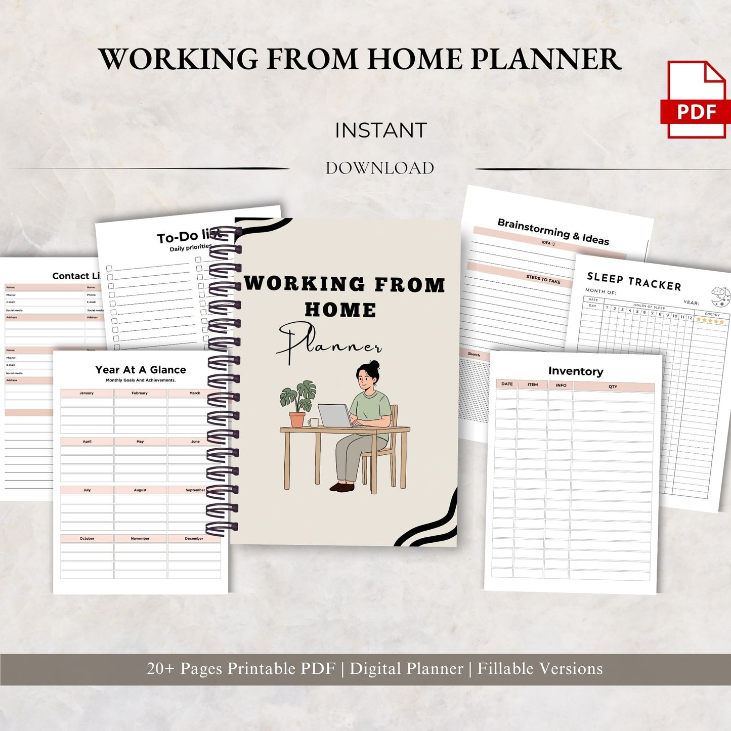 Work From Home Planner | Remote Work Productivity System | Daily Task & Focus Planner | Home Office Organizer PDF