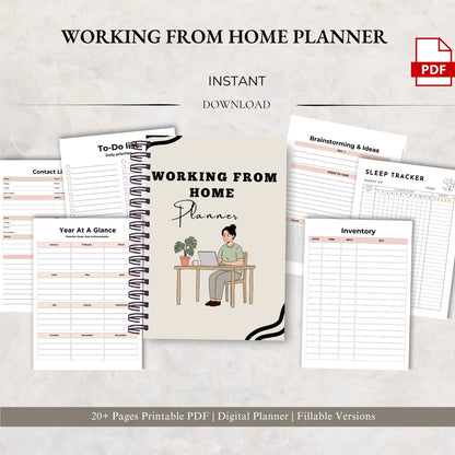 Work From Home Planner | Remote Work Productivity System | Daily Task & Focus Planner | Home Office Organizer PDF