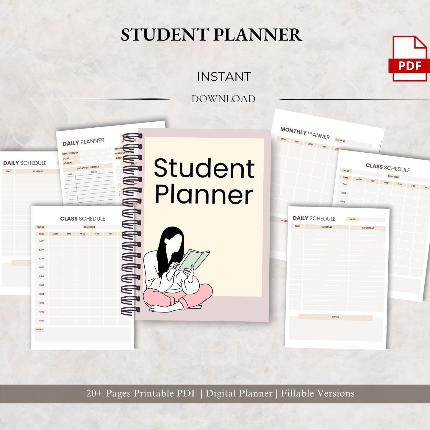 Student Planner | Academic Success Organizer | Study Schedule & Assignment Tracker | School Productivity Planner PDF