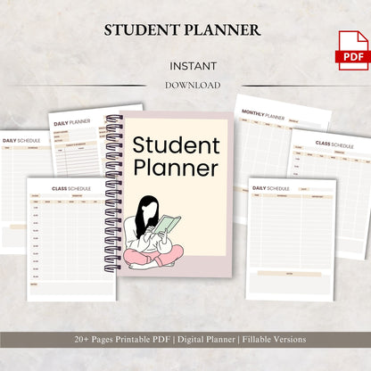 Student Planner | Academic Success Organizer | Study Schedule & Assignment Tracker | School Productivity Planner PDF
