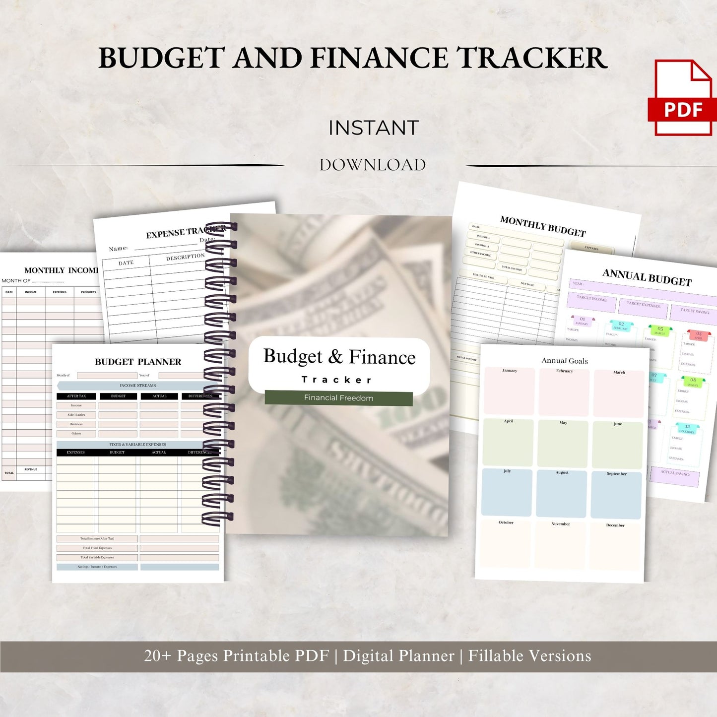 Budget & Finance Tracker Printable | Monthly Expense, Savings & Money Planner