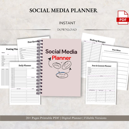 Social Media Planner | Content Planner & Strategy Tracker | Instagram & TikTok Planner | Marketing Planner Printable