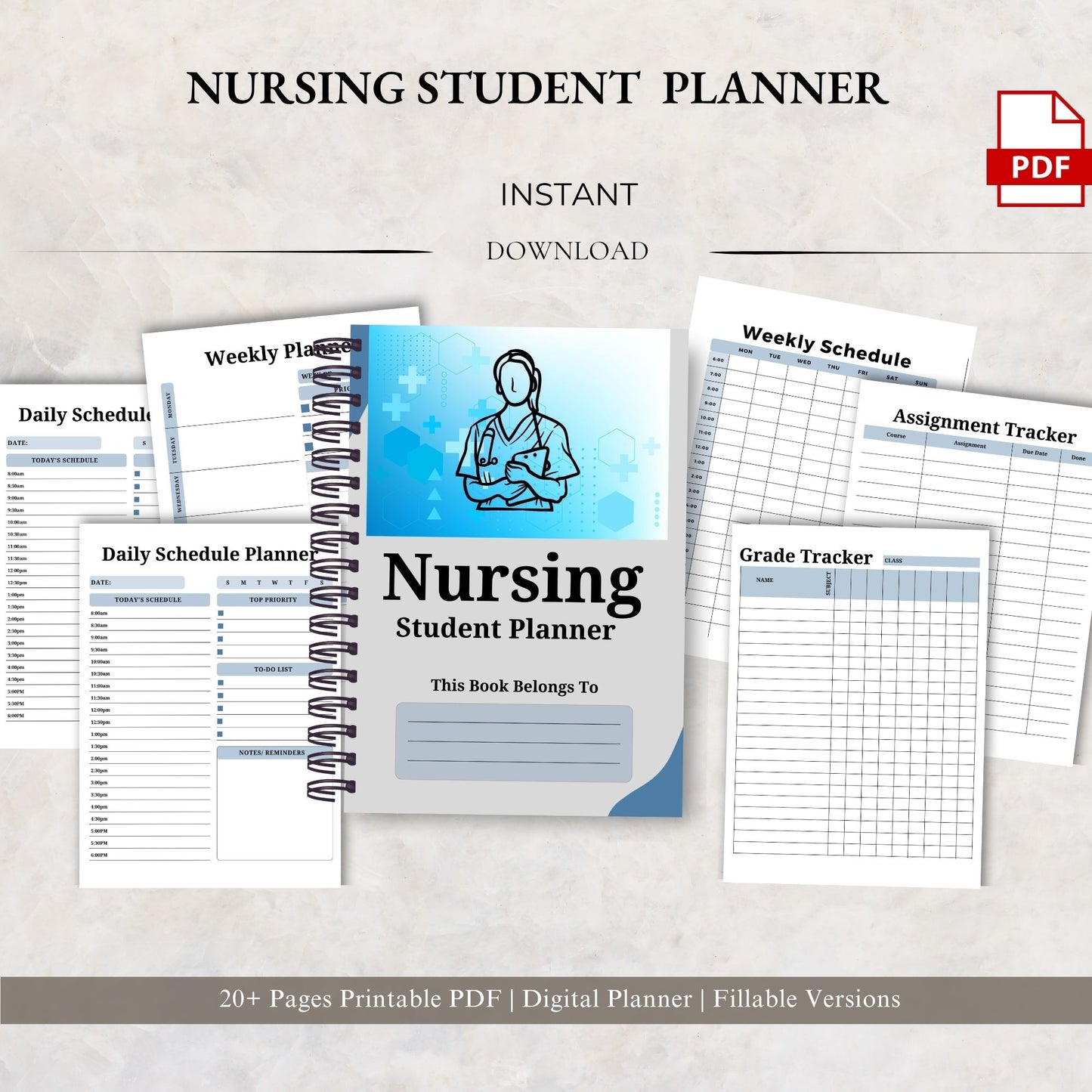 Nursing Student Planner | Nursing School Organizer | Clinical & Study Planner | Assignment Tracker for Nursing Students